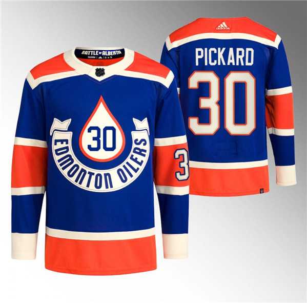 Mens Edmonton Oilers #30 Calvin Pickard 2023 Royal Heritage Classic Primegreen Stitched Jersey Dzhi->->NHL Jersey